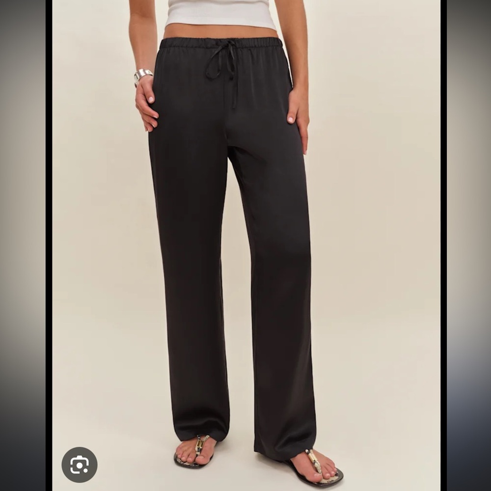 Reformation Black Silk Pants